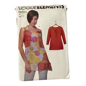 Y2K Vogue Elements 9653 Sewing Pattern Misses Pullover Tunics All Sizes Collar